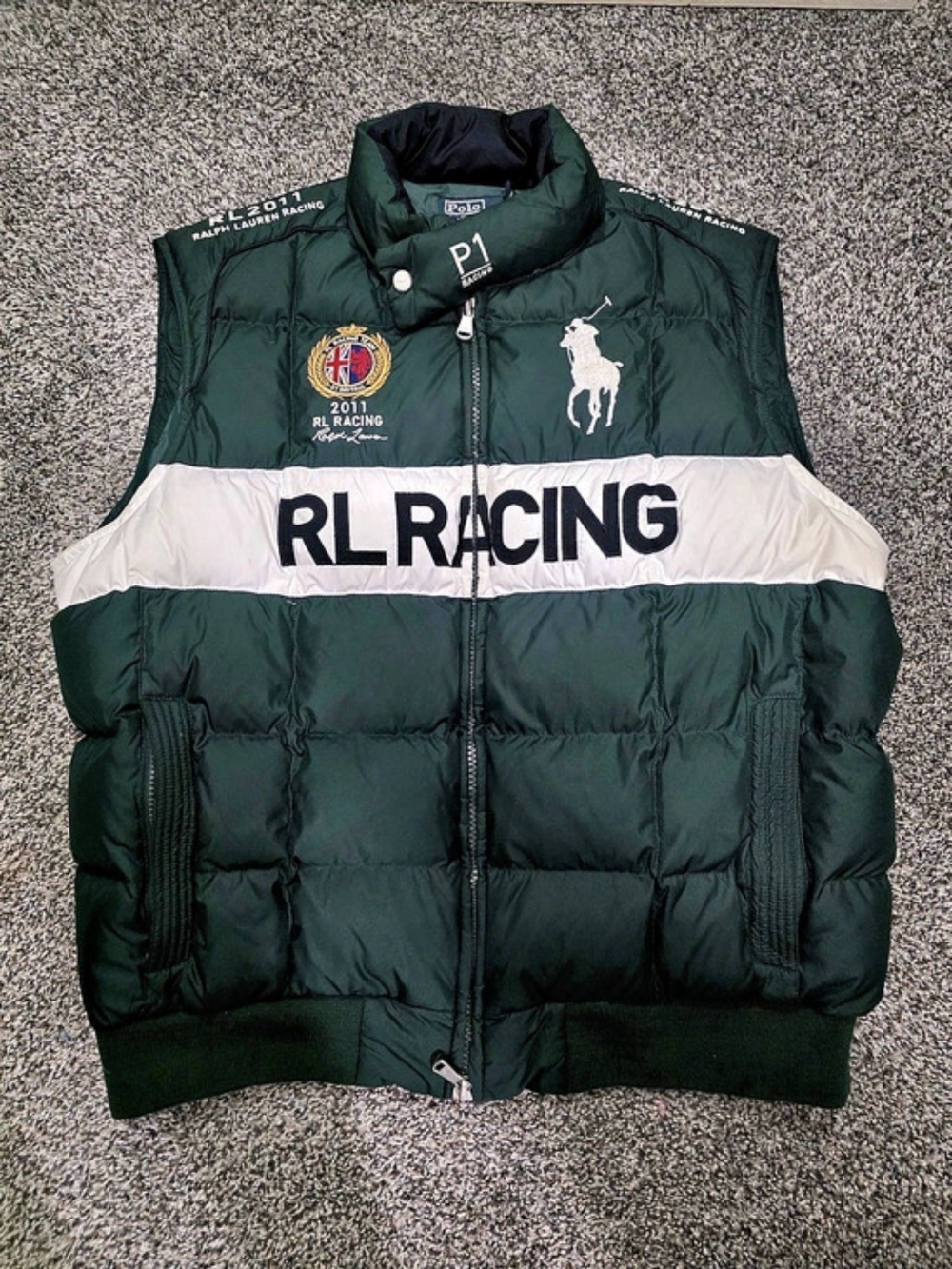 Polo Ralph Lauren 2011 RL Racing Down Vest Green & White